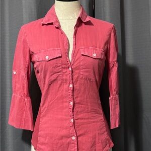 James Perse Lightweight Melon Button Down Shirt